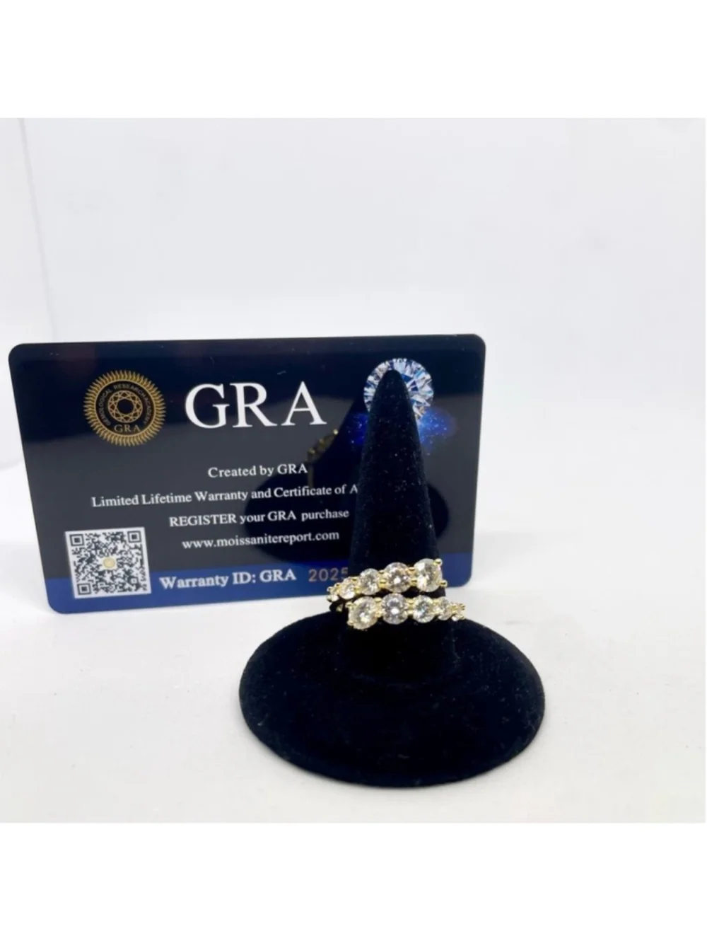 Adjustable Bypass Moissanite Ring Yellow Gold Over 925 Silver Open Band GRA